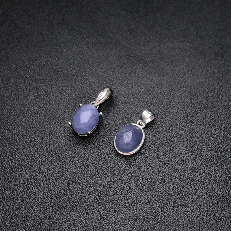 Natural Tanzanite Pendant Sterling 925 Silver Gemstone 7*9mm Necklace for Women Lady Wedding Party Trendy Jewelry Gift