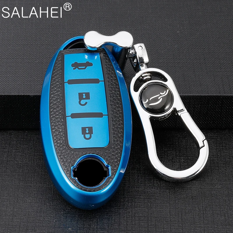 

Leather TPU Car Remote Key Case Cover For Nissan Leaf Micra Qashqai J11 J10 X Trail T32 Versa Note Patrol Keychain Accessories