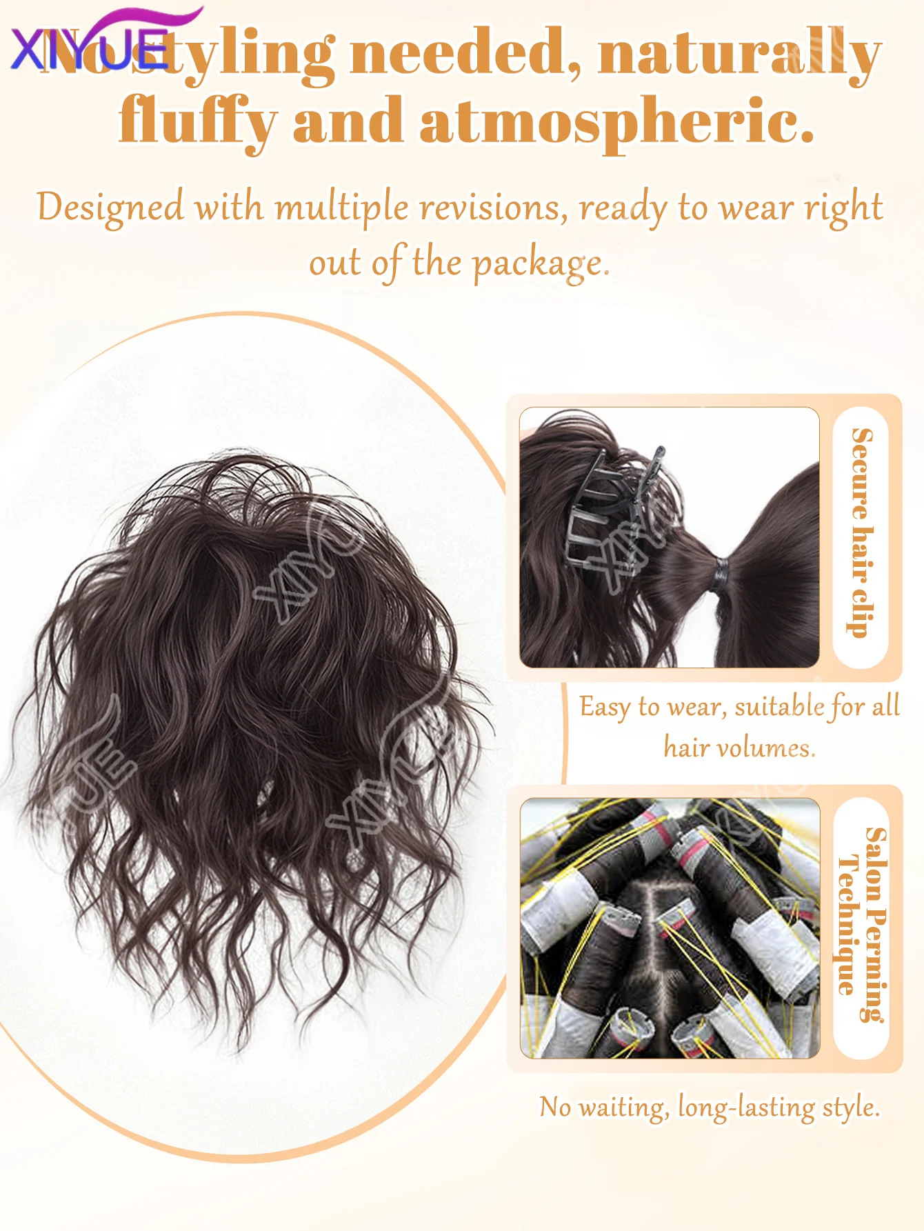 합성 곱슬머리 번 익스텐션 가발 웨이브 곱슬머리 시뇽 번 고무줄이 있는 풍성한 헤어피스 여성용 데일리 파티용