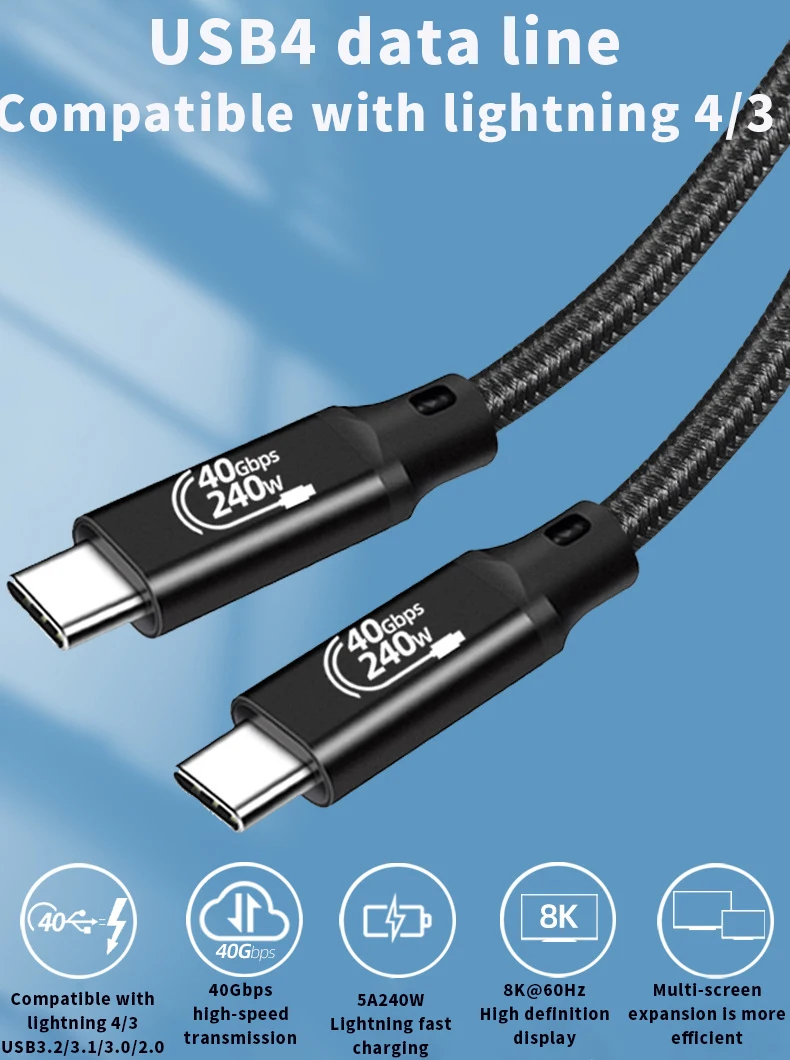USB C to Type-C   ̺, PD, 240W, 8K, 60Hz, Ʈ 3, iPhone 15 Pro Max, SSD, 40Gbps