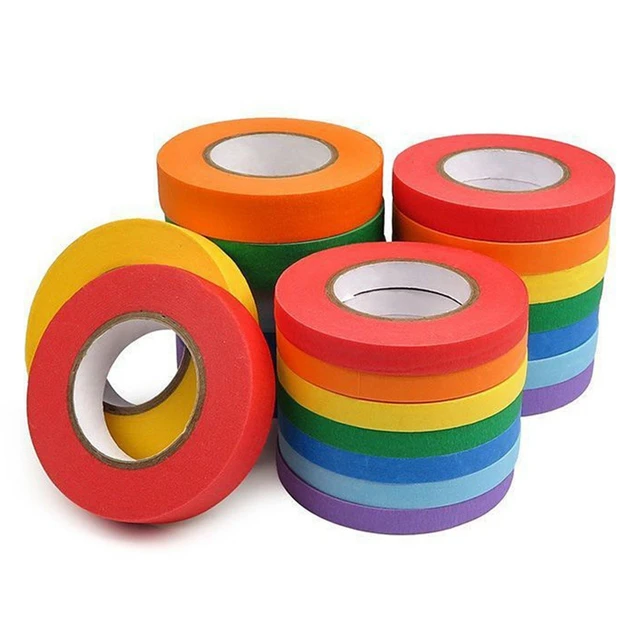 15mm Colored Masking Tape 20m/Roll Rainbow Colors Painting Tape Painters  DIY Craft Tape 7 Rolls Labeling Labeling Paper Tape - AliExpress