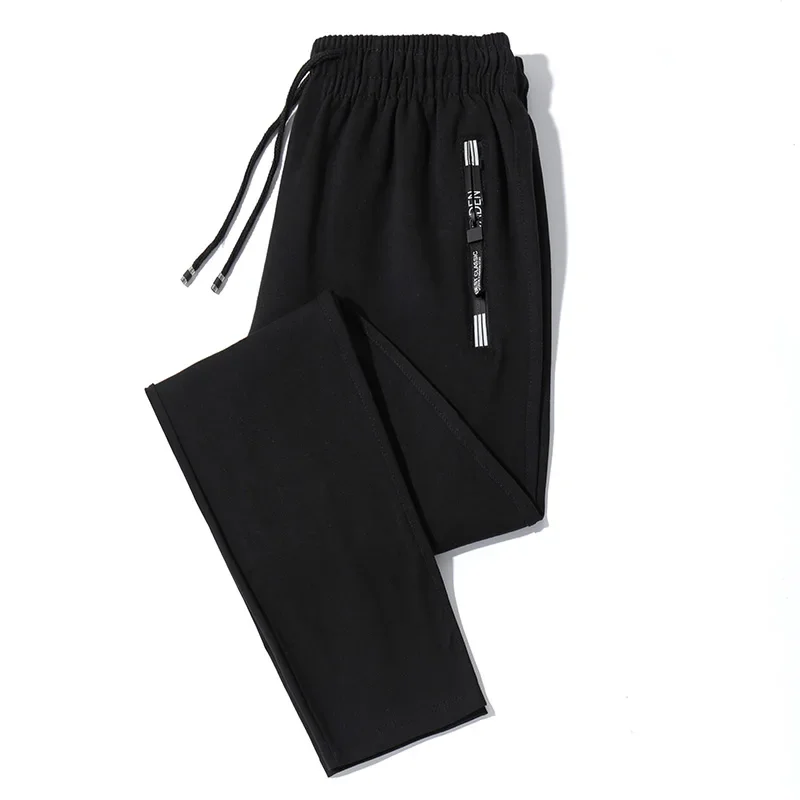 Casual Pants Casual Sports Pants Ice Silk Men's Pants Summer Black Gray Thin Business Casual Pants Outdoor Elastic Breathable Straight Leg Sweatpants