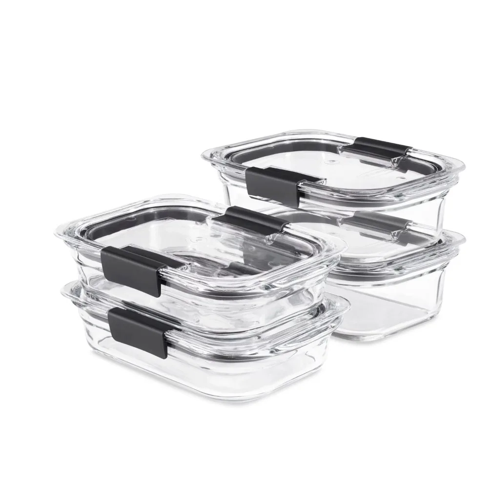 

Glass Food Storage Containers Clear Plastic Lids Leak Proof Seals and Safety Latches Easy To Heat and Store