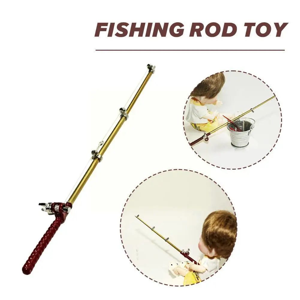 

1pcs 1/6 House Miniature Metal Fishing Pole Model Toy Decoration Fishing Mini Rod Accessories House O1n8