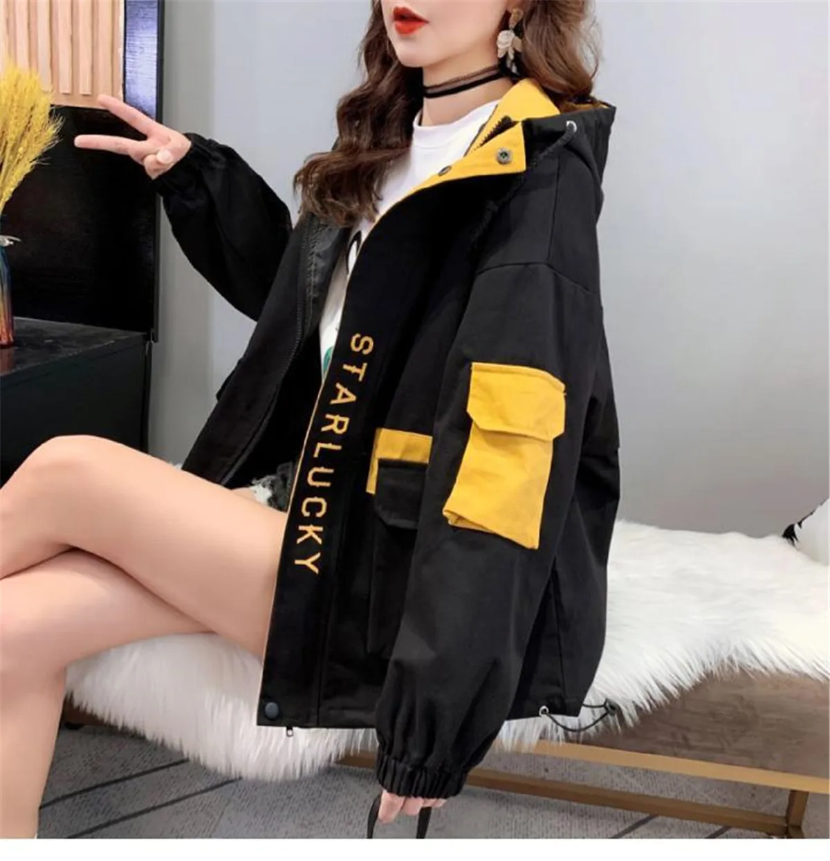 Women's Loose Hoodie Jacket: Kpop Spring-Autumn - true deals club