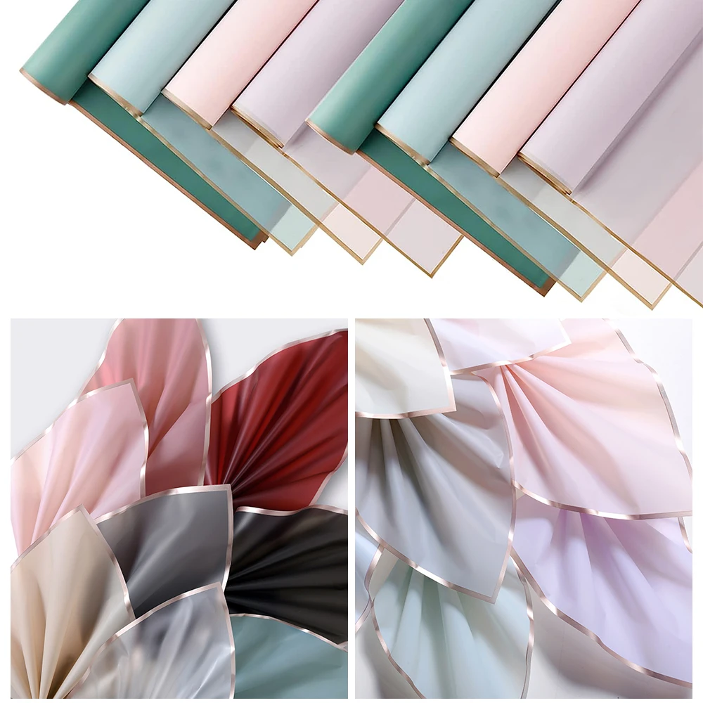 Goldrand Blumenstrauß Geschenk papier koreanischen Stil wasserdichte Blumen verpackung Geschenk verpackung für Hochzeit Geburtstag Florist Versorgung – Detail 12