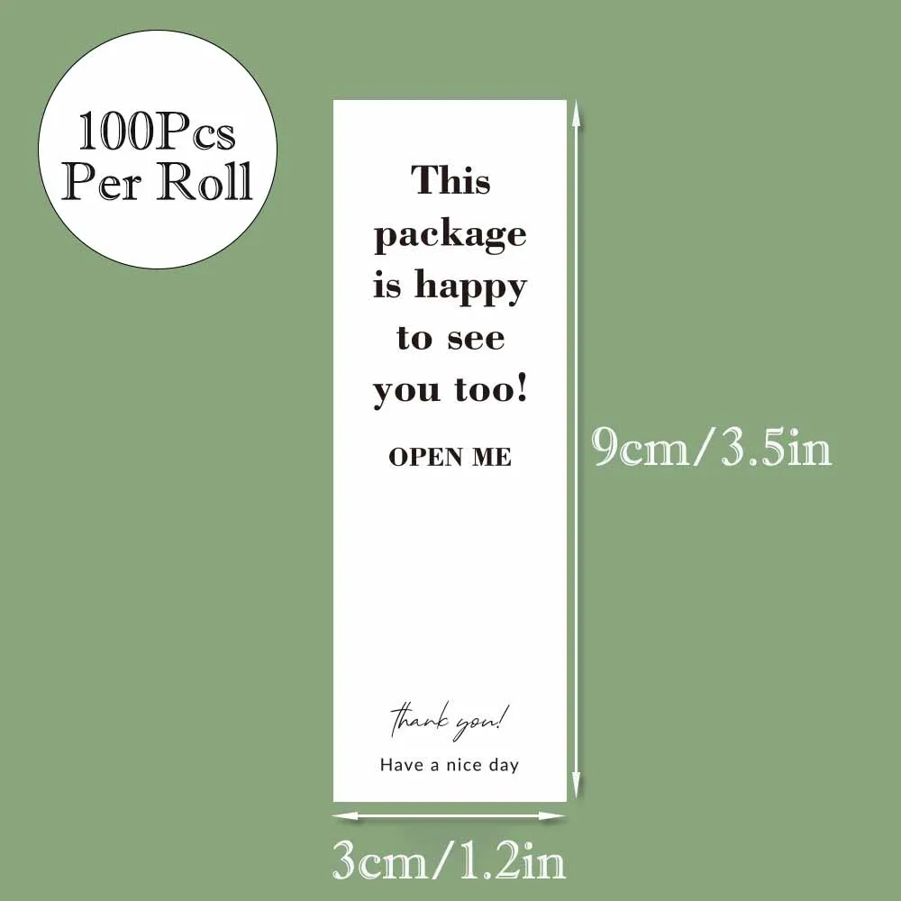도장 라벨 감사 스티커, 소기업 선물 장식 스티커, 이 패키지 LS, 3x9cm, 100 개/롤