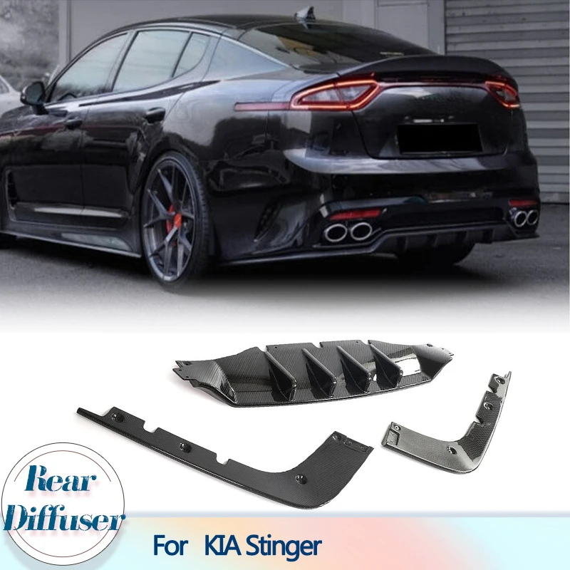 

Автомобильный задний бампер, диффузор, спойлер для KIA Stinger GT EX Hatchback, 4-дверный 2018-2022, задний диффузор из углеродного волокна, комплект для губ