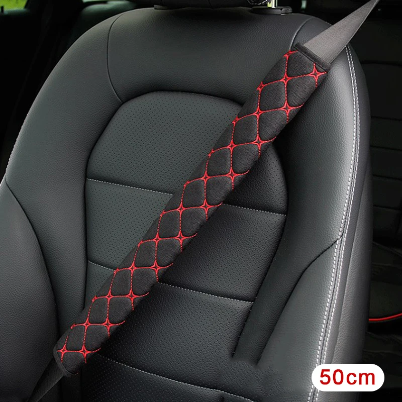 Seat Belt Covers Seat Belt Protector Safety Belt Shoulder Guard Car Seat Belt Accessory 1PC 30/50CM Soft Motor Truck lengthen Safety Belt Shoulder Protector Car Safety Belt Cover Car Auto Interior Decoration