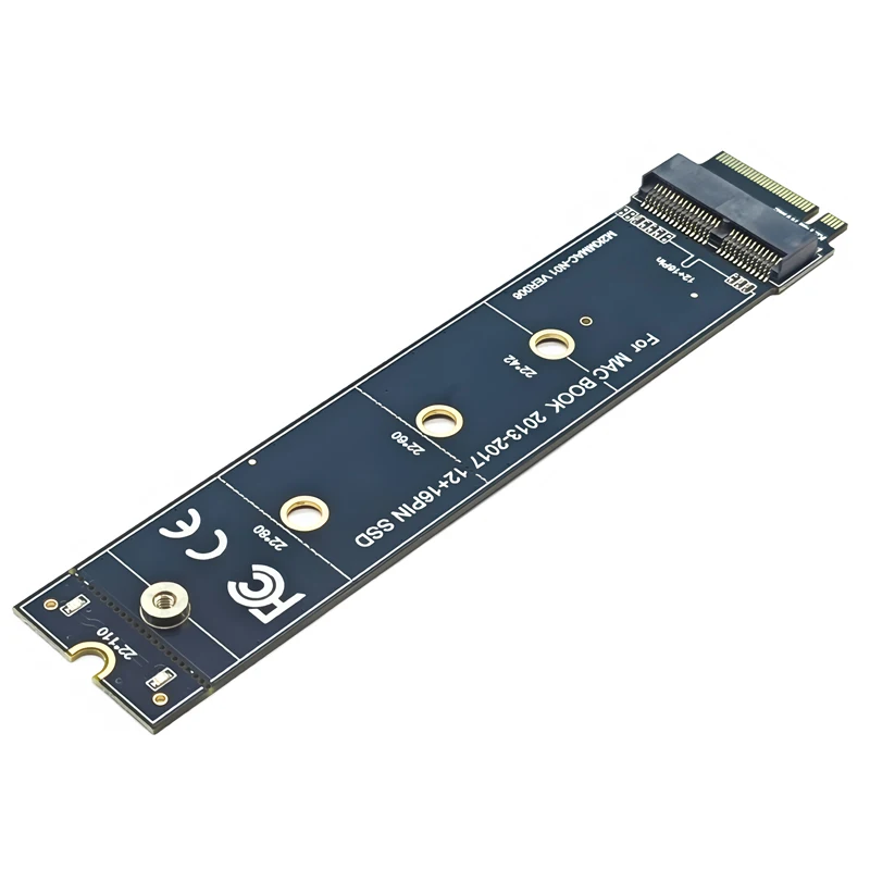 Macbook SSD 변환기 Macbook 2013 2014 2015 2017 A1465 A1466 12 + 6Pin SSD-M2 KEY-M NVME 라이저 카드 어댑터 22110 크기