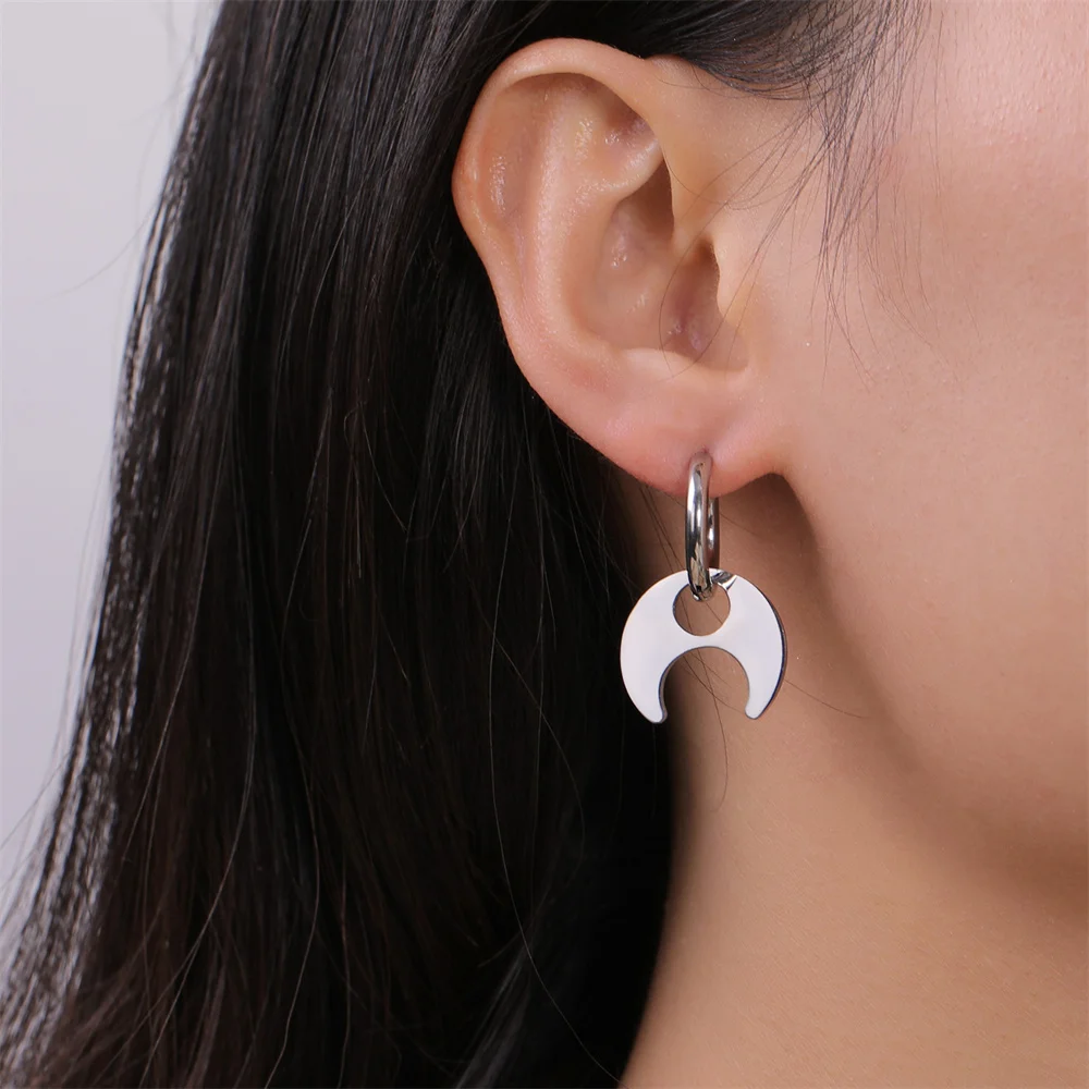 Edelstahl Ohrringe Frau Mond Stern Blume Anhänger Creolen 2023 Neue Leben des Baumes kolczyki Schmuck aretes de mujer – Detail 40