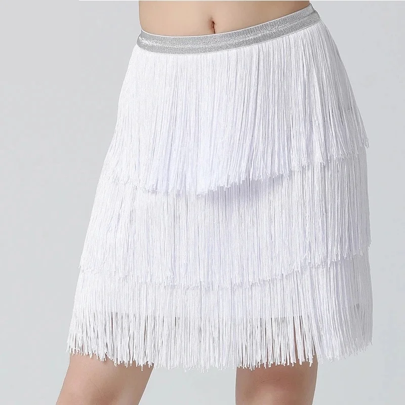 

Women white color Dance Clothes Latin Dance Hip Scarf Tassel Skirt Latin Dress Ballroom Samba Fringes Competition Performance