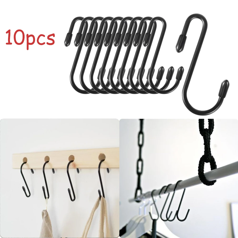S Hook 10pcs 6.2cm Hook up The Black S-Shaped Hook Can Hang Heavy-Duty S Hooks for Kitchen Bathroom Bedroom Office Heavy Duty S