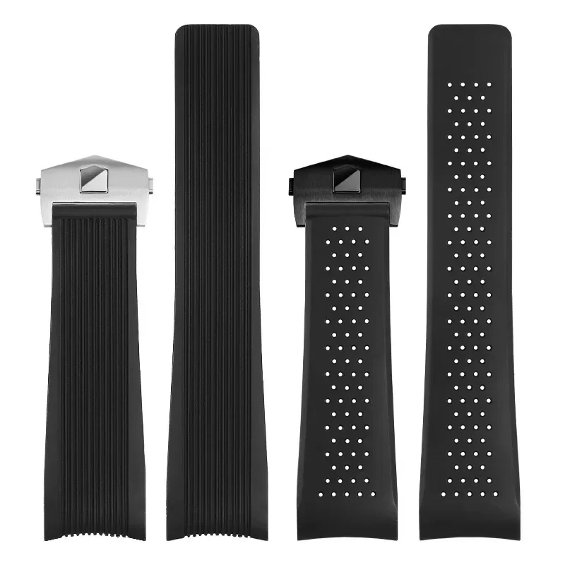 Premium Waterproof Sport Strap - Soft Silicone Natural Rubber Watchband, 22mm/24mm