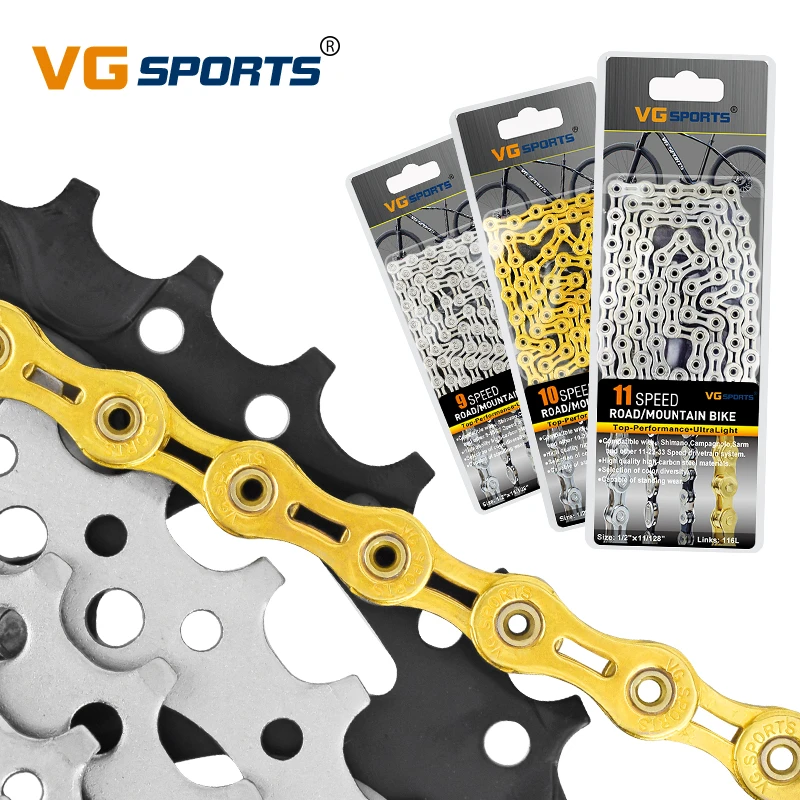 VG Sports cadena ultraligera para bicicleta de montaña carretera, accesorio para bici de 8, 9, 10 y 11 velocidades, hueco medio/completo, 8s, 9s, 10s, 11 s, 116 eslabones|Cadena de bicicleta| - AliExpress
