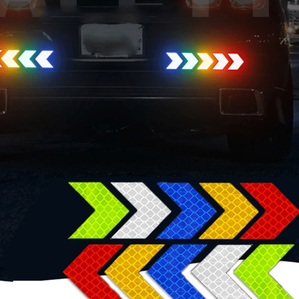 12 Pcs Reflective Arrow Sign Tape for Car Bumper Trunk Reflector Motorcycle