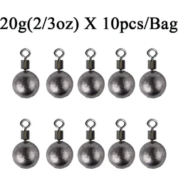Premium Fishing Sinkers Set - 10 Piece Tackle Accessory Pack (Assorted Weights) (20g sinkers)