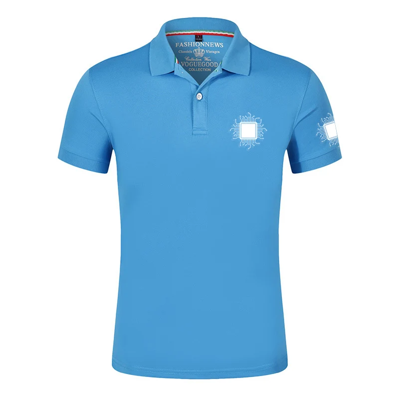 CPU Processor Circuit Diagram 2023 New Summer Men Short Sleeve Polo Shirts Contrast Streetwear Casual Fashion Tops