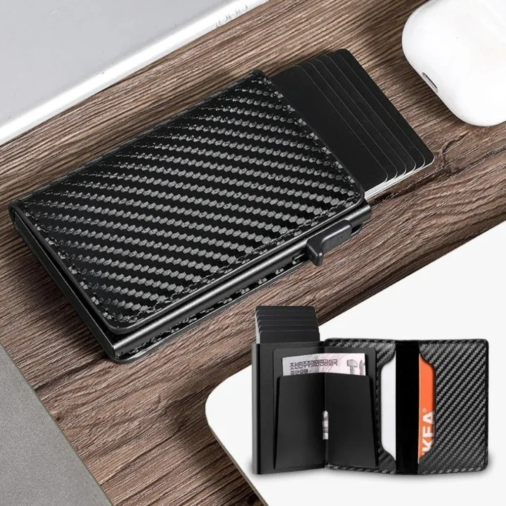 RFID Blocking Metal Aluminum ID Card Holder Fashion Business Pop-Up Purse Men's Women's Multi-Function Designer Bank Card Wallet