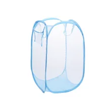 1 Pics  Blue Laundry Basket Foldable Japanese Color Net Laundry Basket Debris Basket