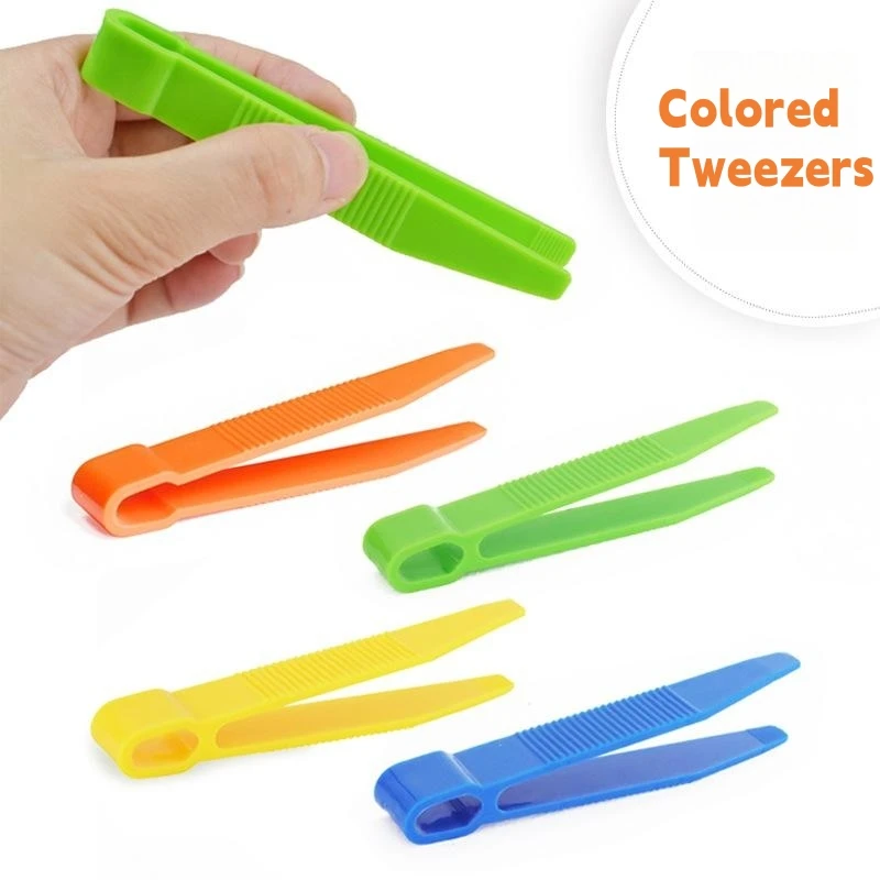 

5Pcs Children's Fine Motion Training Accessories Tweezers Flat Headed Tweezers Color Clip Plastic Tweezers Children's Toy