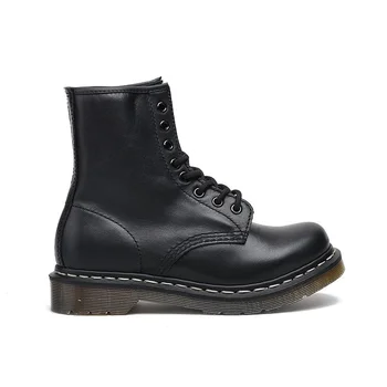 Genuine Leather Boots Women Shoes Large Size35-45 Black Leather Ankle Boots Punk Shoes Thick Bottom Motorcycle Boots
