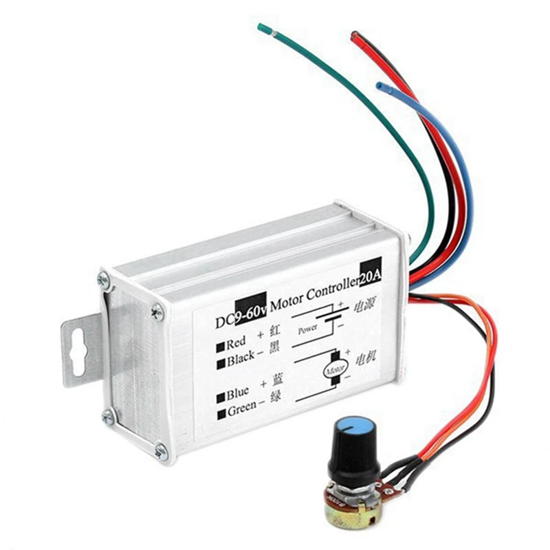 LJL-4X Motor Speed Controller DC9V 12V 24V 48V 60V PWM Motor Speed Controller Regulator Driver 0-1200W Adjustable Current