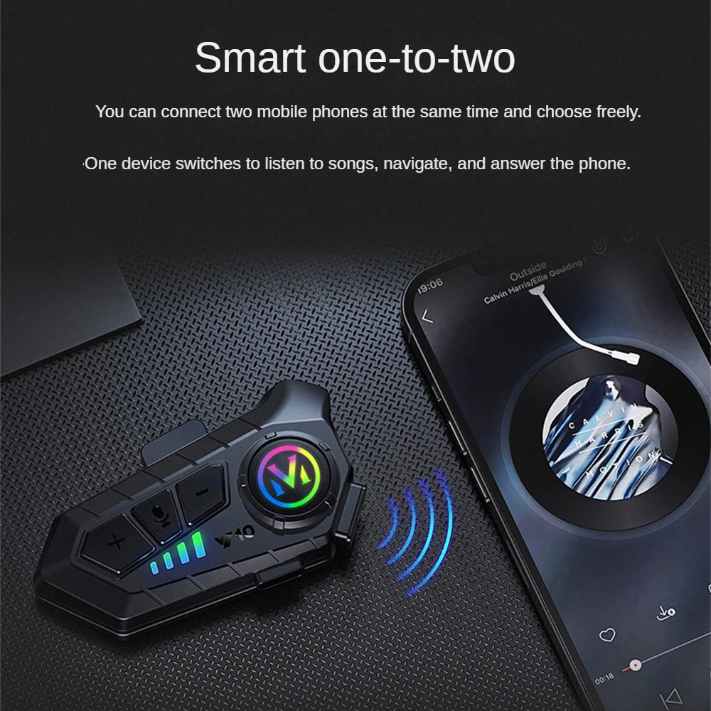 

Bluetooth-гарнитура Kebidumei BT12 мотоциклетная с поддержкой Bluetooth 5,0 и защитой от помех