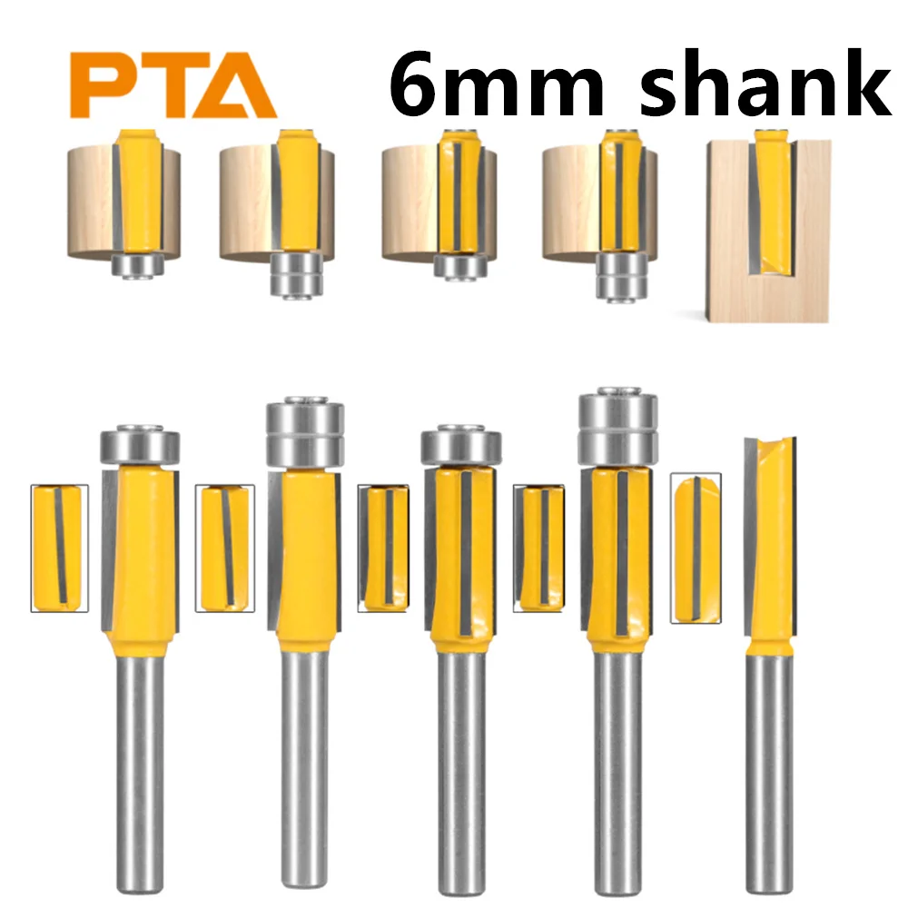 

6mm Shank Flush Trim Bit Stright Bit Router Bit Carbide Cutters Woodworking Milling Cutter For Wood Bit Face Mill Tools