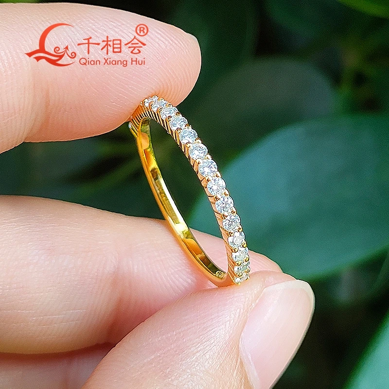 S925 silver 1/2  Eternity  Ring D Color 1.7mm Round D vvs white moissanite  Ring Bands for Women Engagement Wedding Party