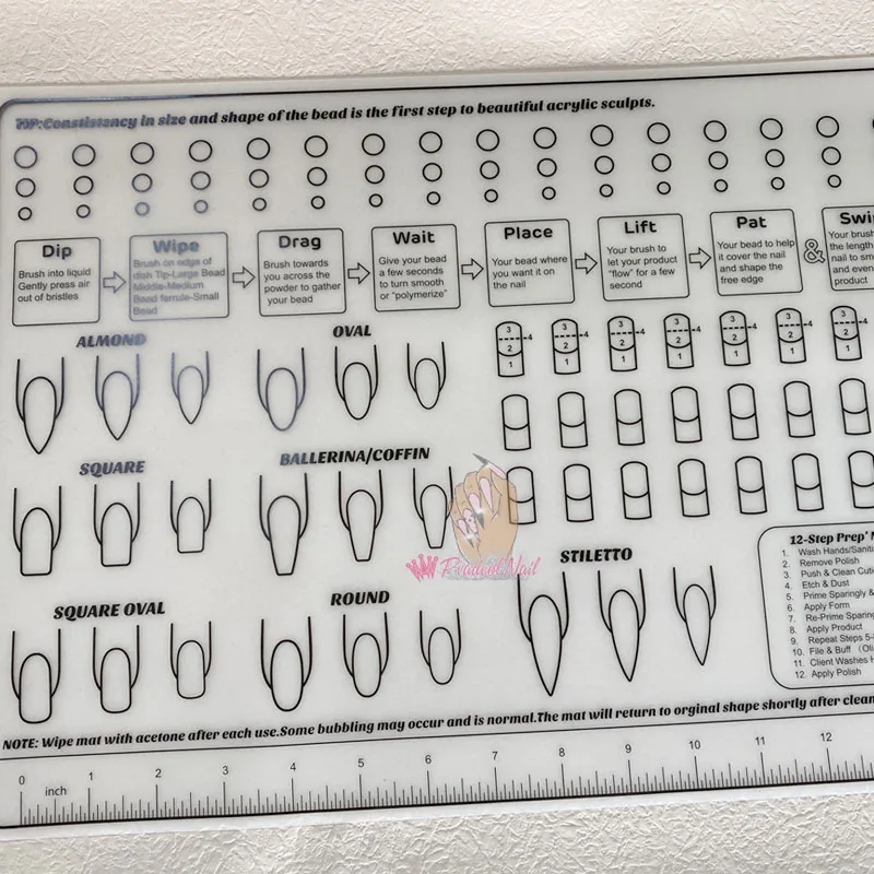 Silicone Acrylic Application Nail Tech Training Mat