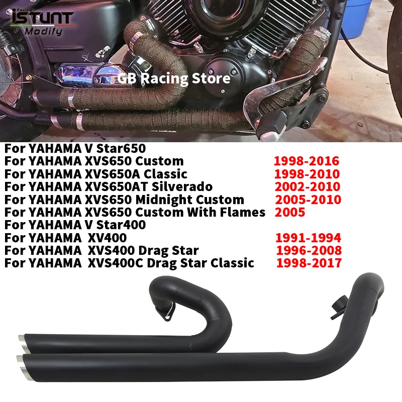 

For Yamaha Drag Star V star 650 XVS650 DS650 XVS400 650A DRAGSTAR 400 Motorcycle Exhaust Full System Muffler Motocross Silencer