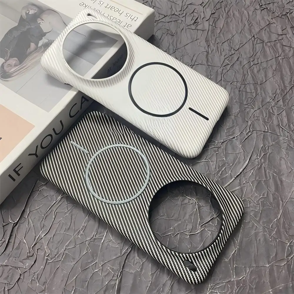 Carbon Fiber Kevlar Half Frame Magnetic Phone Case with Wireless Charging Compatibility