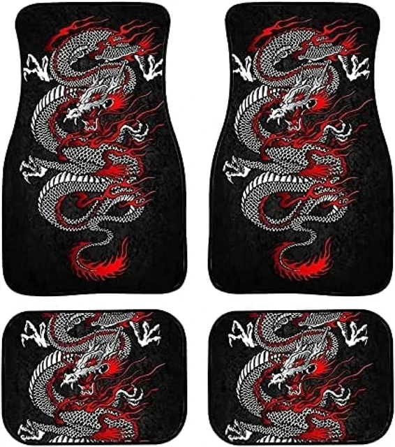 Auto Drive 4PC Rubber Floor Mats Metallic Plate Red - Universal Fit 