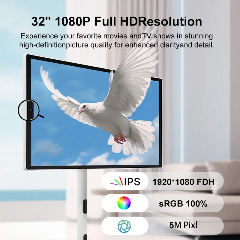 Vertical Display 27 32 Inch Portable Mobile Tv 5 or 9h Battery Life Interactive Touch Screen Tv Smart Television with Wheels
