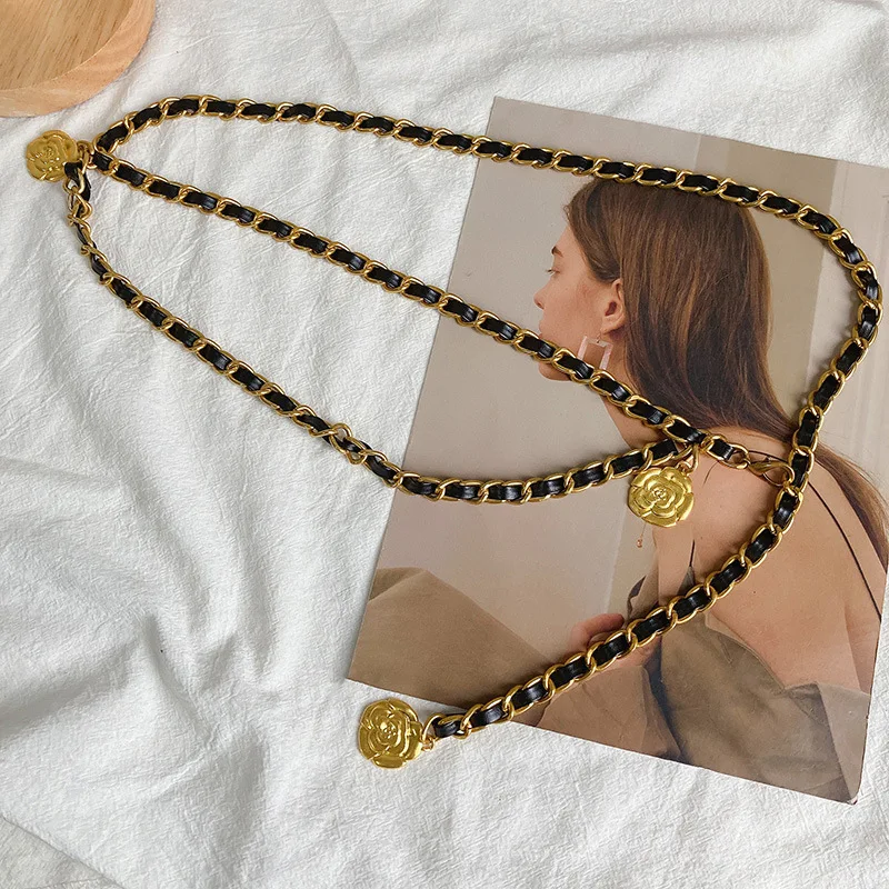 Taille Kette frauen 2023 Neue Kamelie Dekoration Kleinen Duftenden Stil Gürtel Trendy Vintage Waistchain