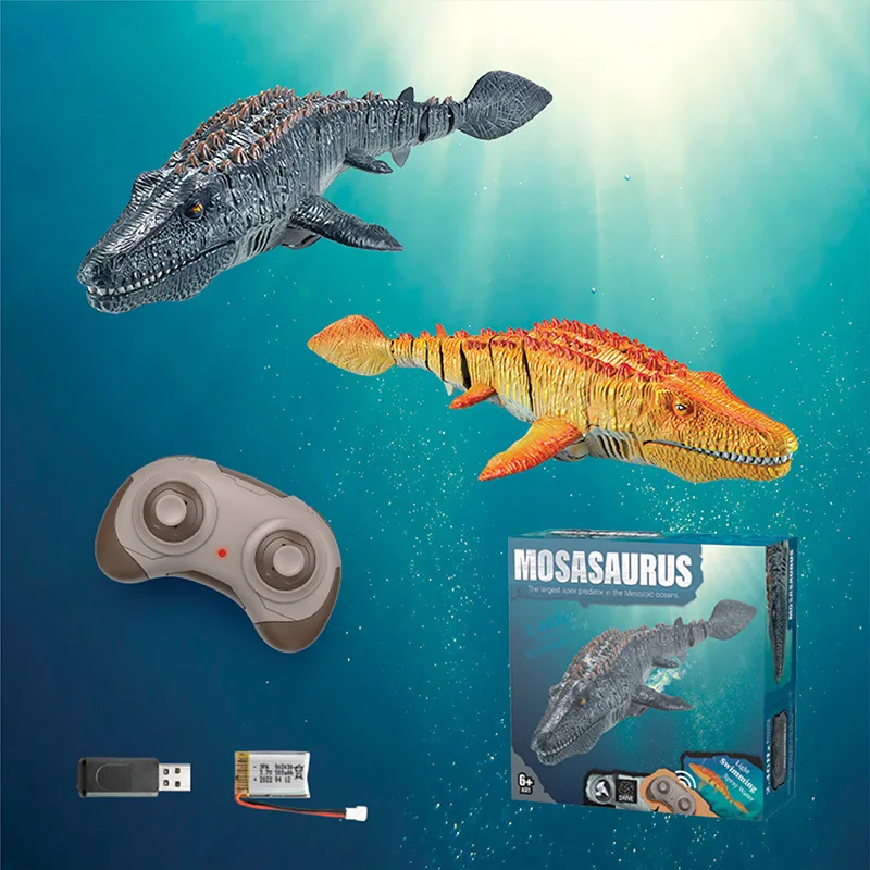 Remote control mosasaur dinosaur electric can be launched into the water will swing swimming water spray children's toy boy gift 5