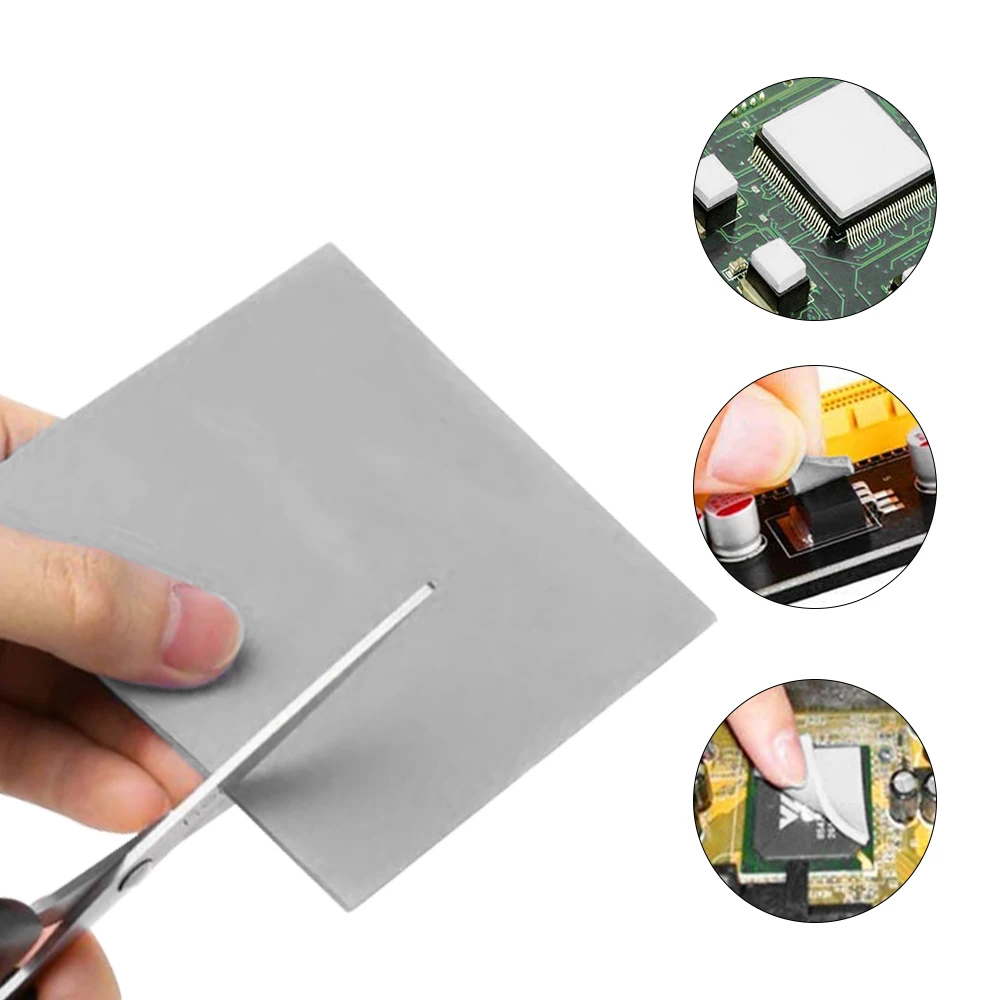 Synth Diy 100 Pad Termici In Silicone Conduttivo 100x100x0.5mm - Rete Per Dissipazione Calore CPU, GPU, Chipset Strisce Dissipazione