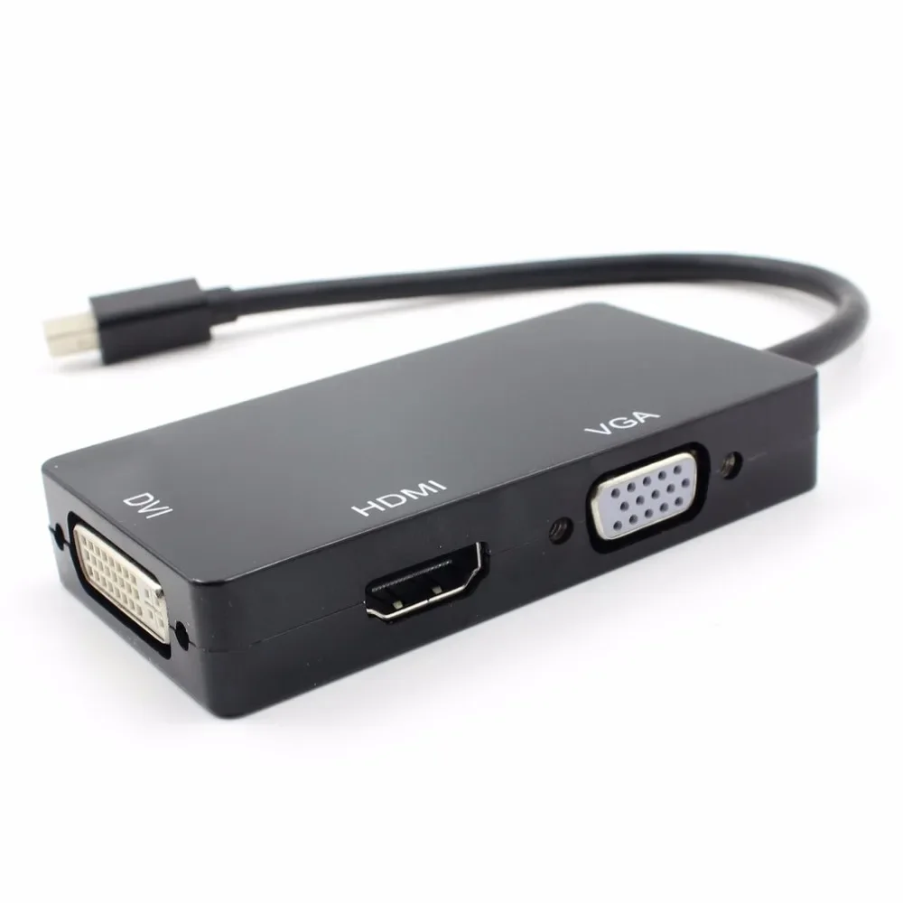3-in-1 Thunderbolt Mini Displayport DP To HDMI VGA DVI Adapter Converter Cable for MacBook Air Pro for Microsoft Surface Pro 3 2