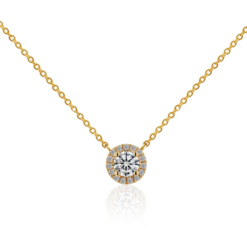 

Wholesale Price 3.9MM DEF Lab Grown Diamond Necklaces For Women 18K Yellow Gold Chain Necklace Engagement Anniversary Gift