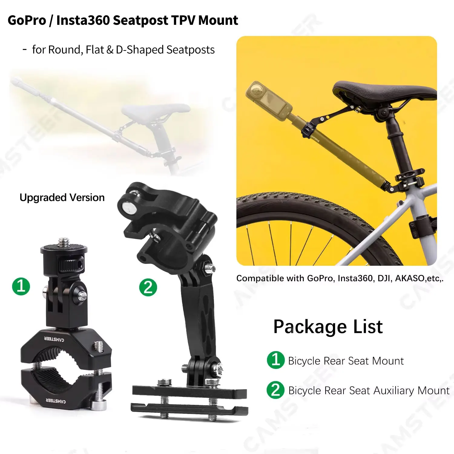 自転車後部3rd パーソンビューカメラマウント1式 Insta360 自転車用テールマウントキット CINSBAVP INSTA360｜インスタ