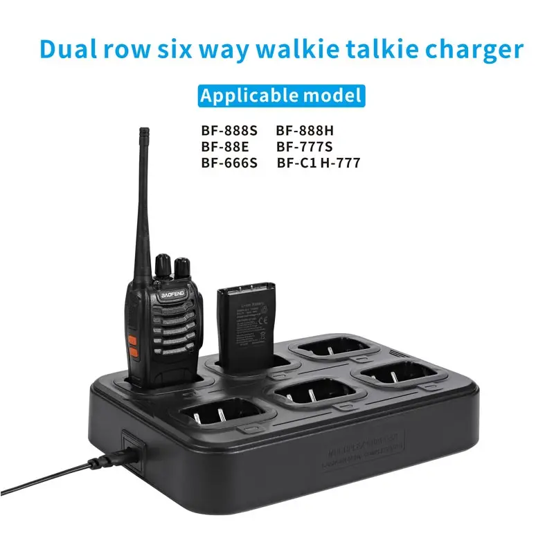 walkie-talkie Six-Way Charger two way radio stand charger Desktop For baofeng BF-888S BF-888H BF-88E BF-777S BF-666S BF-C1 H-777