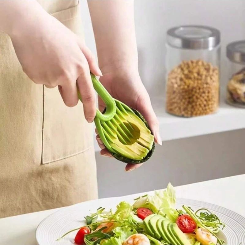 3 In 1 Multi-Function Avocado Peeler Pulp Separator Plastic Orange Kiwi Fruit Peeler Knife Cutter Household Kitchen Accessories