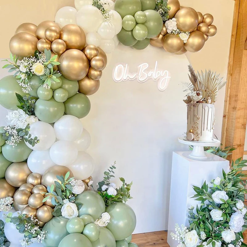 Description Picture 6 of itemAvocado Green Wedding Birthday Party Backdrop Baby Shower Diy White Holidays Dinner Table Decoration Sign Balloon Garland