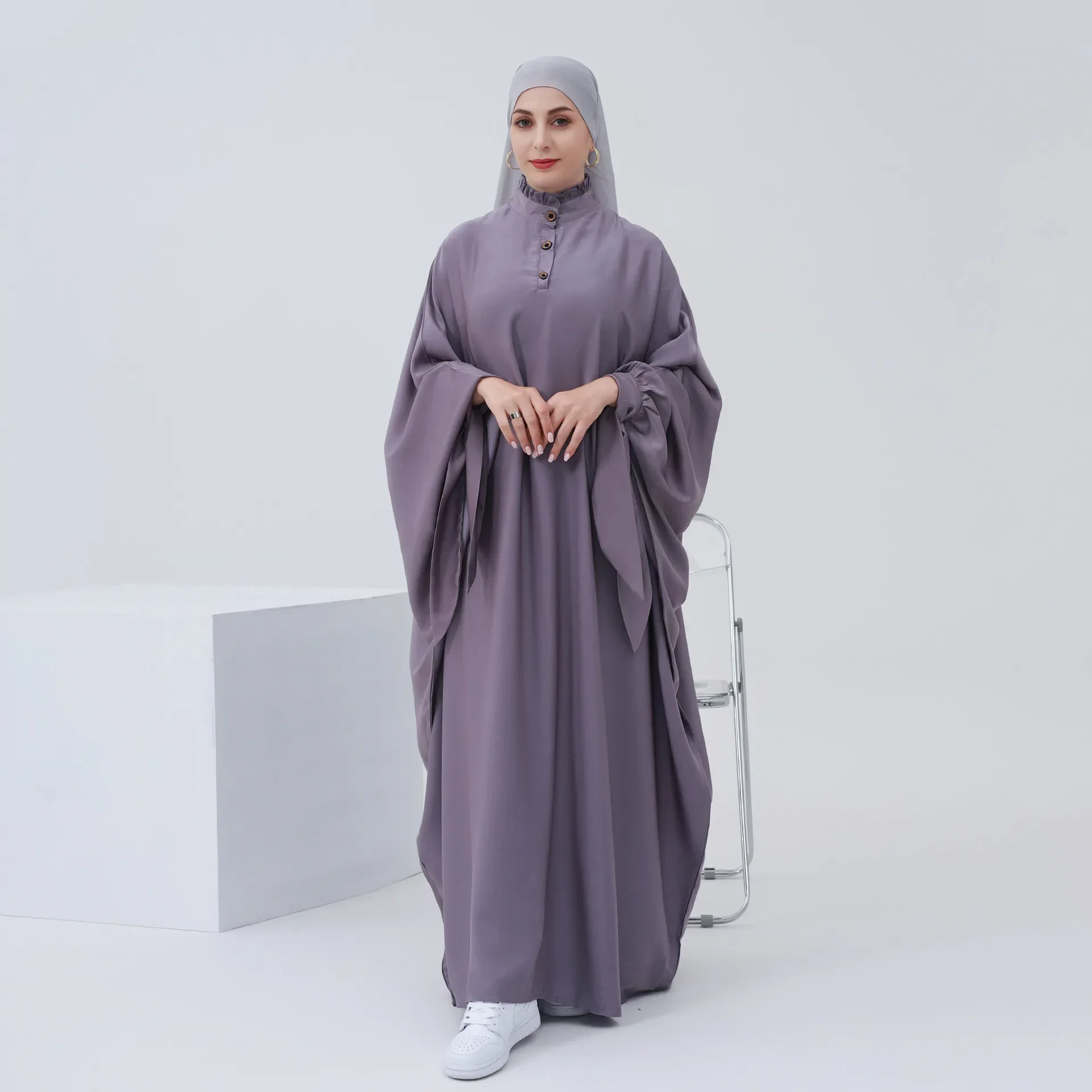 Butterfly Abaya Satin New Plain Long Muslim Prayer Dress Elegant Abayas for Women Dubai Turkey Modest Islamic Outfit Kaftan Robe