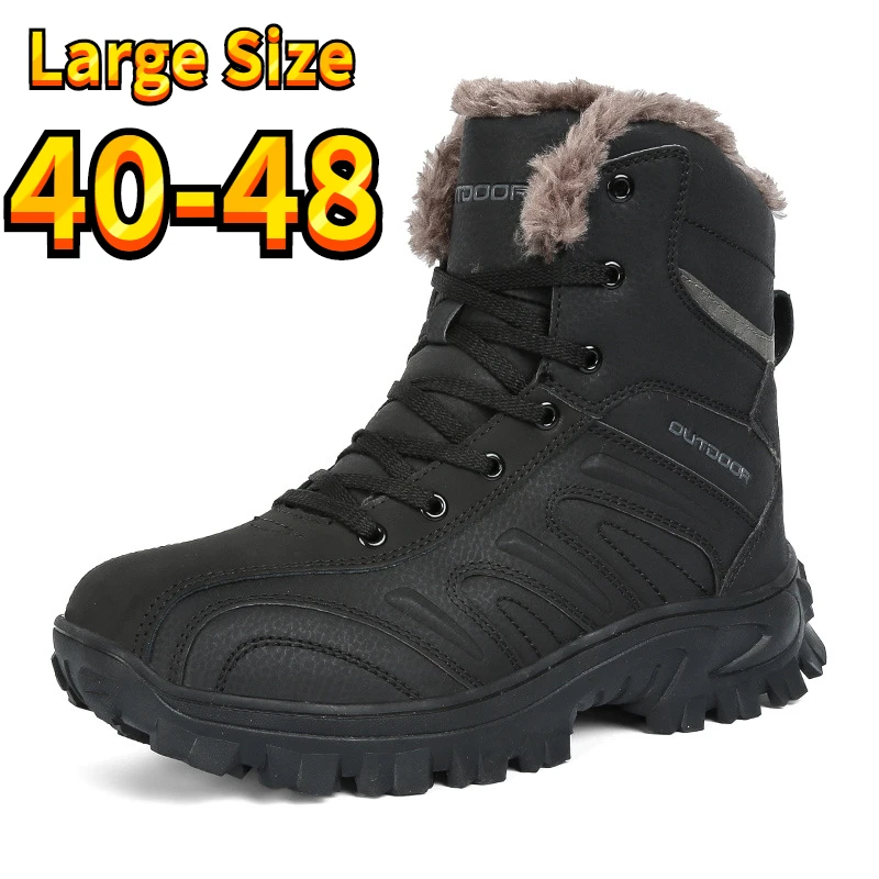 

Motorcycle Boots Men's High-top Outdoor Plus Velvet Warm Cotton Shoes Waterproof Hiking Mountaineering Cycling Shoes
