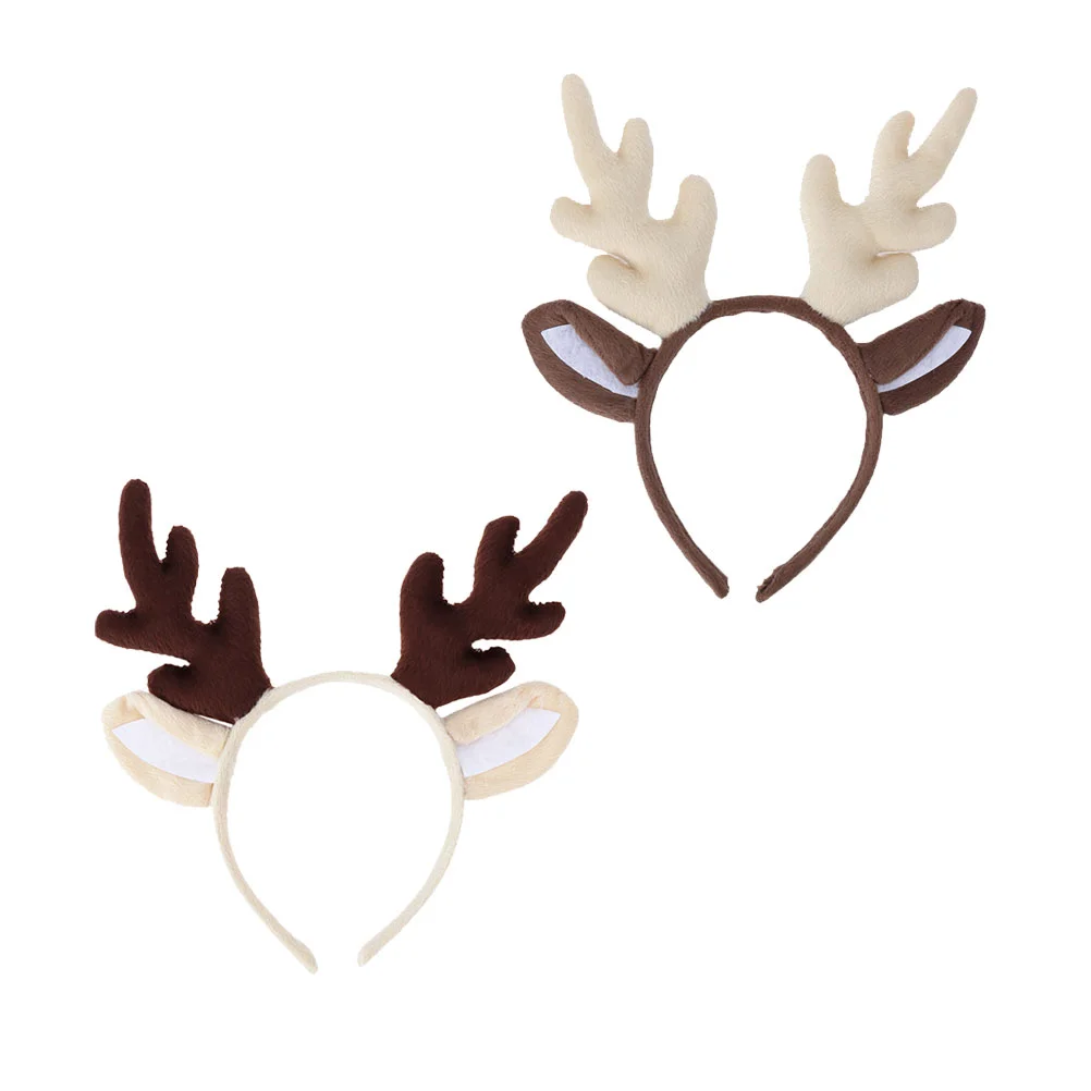 

2 Pcs Christmas Kids Headdress Reindeer Antler Hair Hoop Headgear Xmas Party Headwear