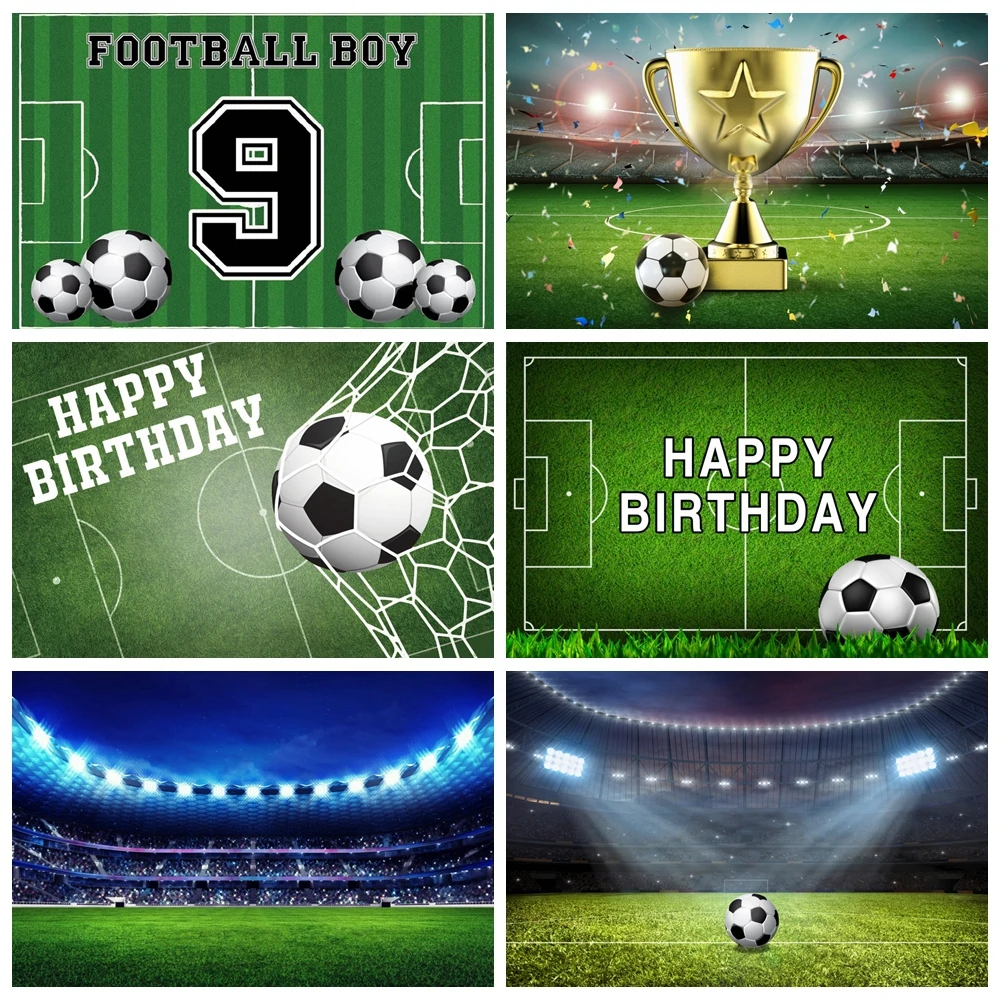 Football Photo Backdrop for Birthday Party Boy Real Madrid Stadium Grassland Football Field Decor Banner
