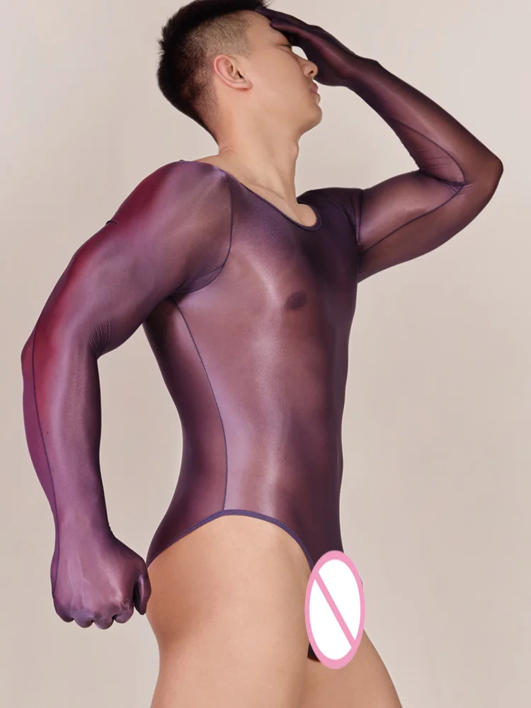 Sexy Men Oil Glossy Shiny Bodysuit for Men Bodysuits