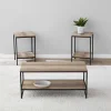 Contemporary 3 Piece Rectangular Particle Board Coffee Table, Rustic Brown 1